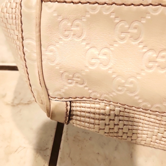 π GUCCI LUXURY MEDIUM STRAW LEATHER MONOGRAM HOBO HAND BAG π― AUTHENTIC - Picture 15 of 15